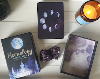 Moonology Oracle Cards by Yasmin Boland | 100% Authentic 44-card deck and guidebook | Perfect for Collectors | Includes free gift!