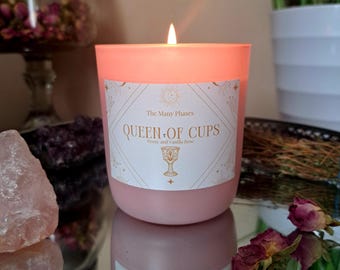 Queen Of Cups Pink Tarot Candle | Large 30cl | Perfect Gifts for Tarot Readers & Enthusiasts | Pisces Scorpio Cancer | Love