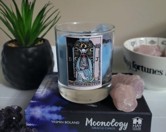 The HIGH PRIESTESS Tarot Candle |Tarot Candle /Rider Waite / Manifestation / Aromatherapy /Essential oils / CANCER / Pisces /  20cl