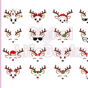 Weihnachten Rentier Gesichter_2 SVG Bundle, Rentier SVG, Mädchen Rentier SVG, Junge Rentier SVG, Weihnachtssvg, Rentier Gesicht SVG Cricut