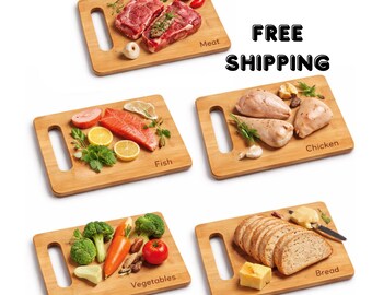 Personalized Bamboo Cutting Board with Handle 9x6 inc, Engraved Vegetable Board, Custom Kitchen Gift, Laser Engraved Board