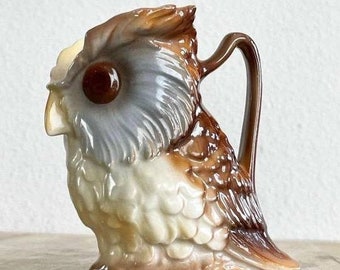 Rare Antique Royal Bayreuth Figural Owl Creamer, Milk Pitcher, Small Pitcher, Family Heirloom, Father's Day