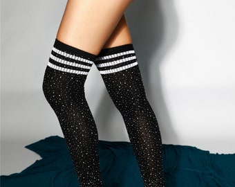 crystallized thigh high socks