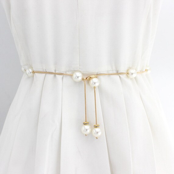 Women's Pearl Waist Chain Metal Waist Chain for Dress Decorative Chain Belt Women's Pearl Waist Chain Metal Waist Chain for Dress Decorative Chain Belt