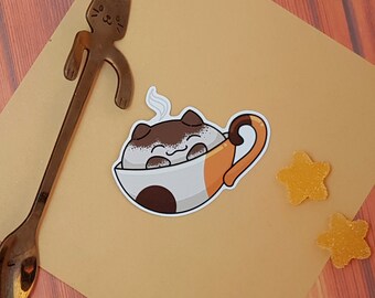 Catpawccino sticker | Calico Cat Café