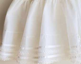 Vintage 1980's Girls Slip - Martha's Miniatures White Crinoline Petticoat Pageant Dress Circle Sz 10 Party Ruffle Bow Cottage Prairie Nylon