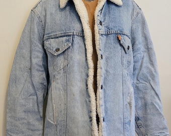 Vintage 1970's Levi's 70605 Denim Sherpa Jacket | Size M - Www