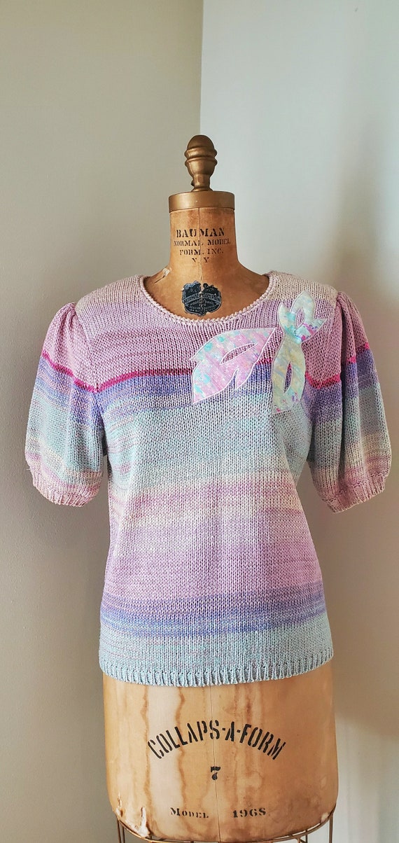 Vintage 1980's Sweater - 80s Ann Wi Pink Puff Cap… - image 2