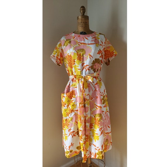 Vintage 1950's Dress - 50s Swirl Wrap Dress Floral