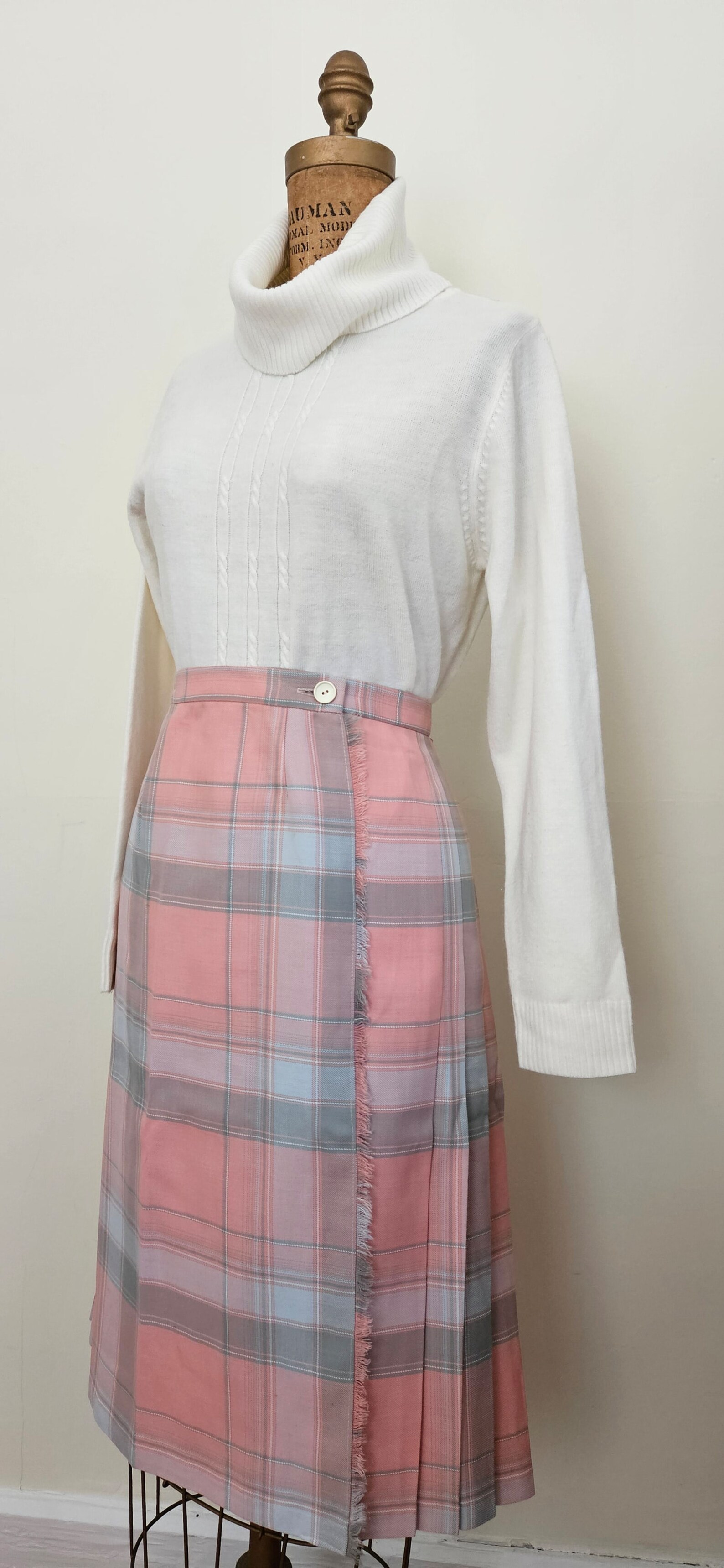 80's Pink and Blue Floral Print Skirt by Cabin Creek
