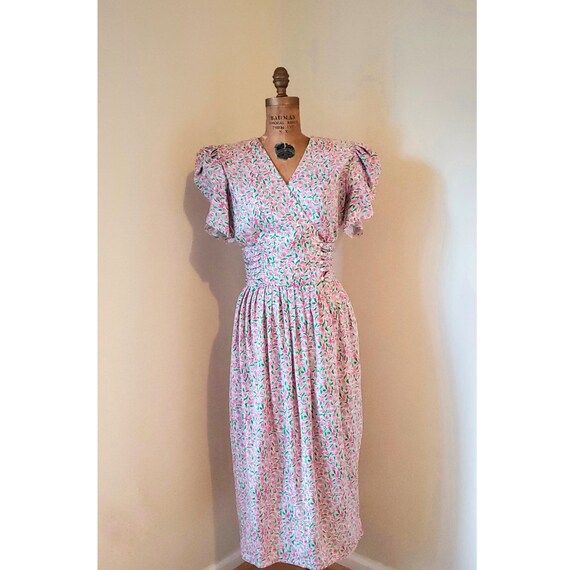 Vintage 1980's Dress - 80's does 40's Tulip Sleeve