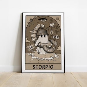 Scorpio Zodiac Ghost Print - Horoscope Wall Decor - Astrology Birthday Gift - Star Sign Illustration (Available in A4 & A5)