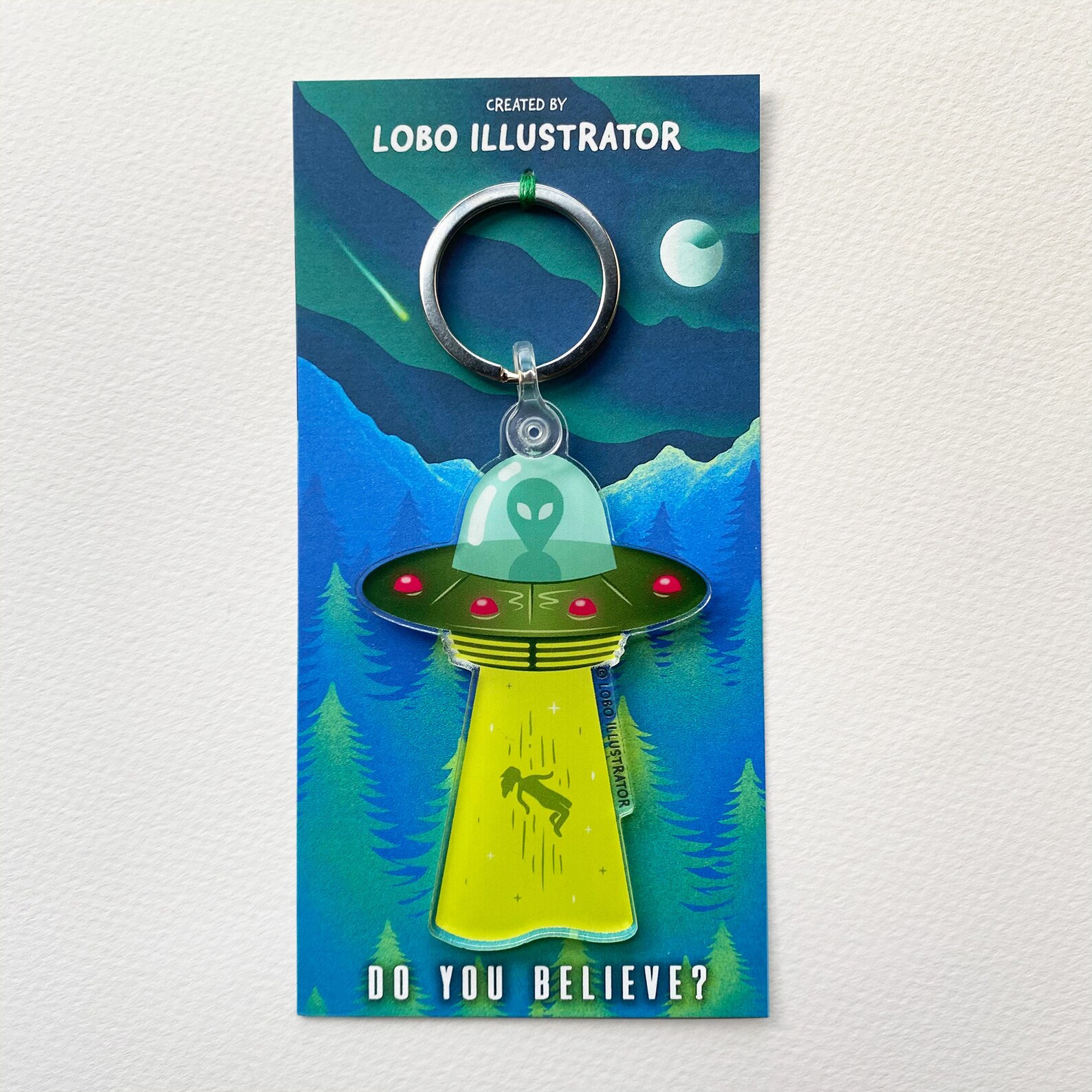 UFO Keychain Acrylic Alien Keychain Etsy