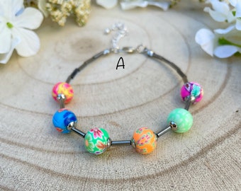 Multicolour Beaded Bracelet, Flower Bead Mix Bracelet
