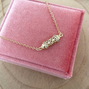 18k Gold Plated Talisman Necklace with Intricate Gold Plated Detailed Barrel Amulet & 18k Gold Plated Stainless Steel Cable Chain