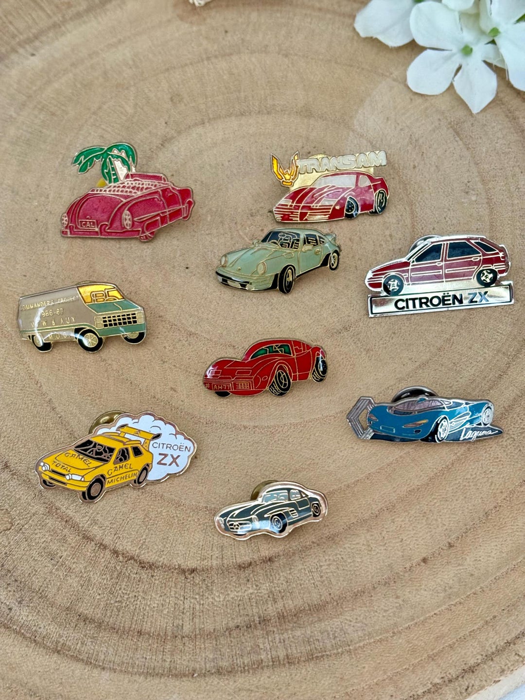 Vintage French Enamel Car Pin Badges: Pontiac, Mercedes, Porsche - Etsy