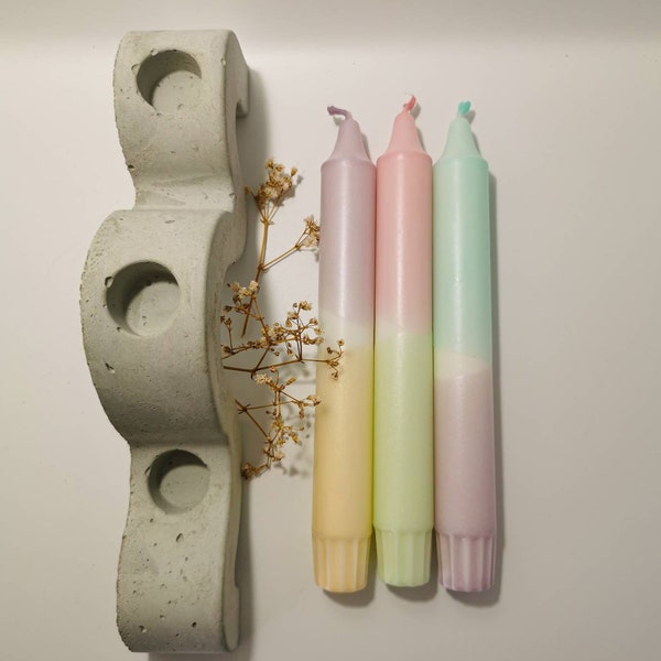 Kerzenhalter aus Beton | candle holder concrete | Wellenform | nordic | minimalistic |dip-dye-candles | Dip-Dye-Kerzen