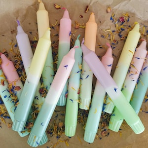 Field of Flowers, 4-pack candle set, dip-dye-candles, dip-dye candles, colorful stick candles, colorful candlestick candles, colored candles