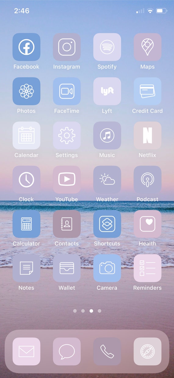 Beach Pastel 48 App Pack Aesthetic Iphone Ios14 App Icons Etsy