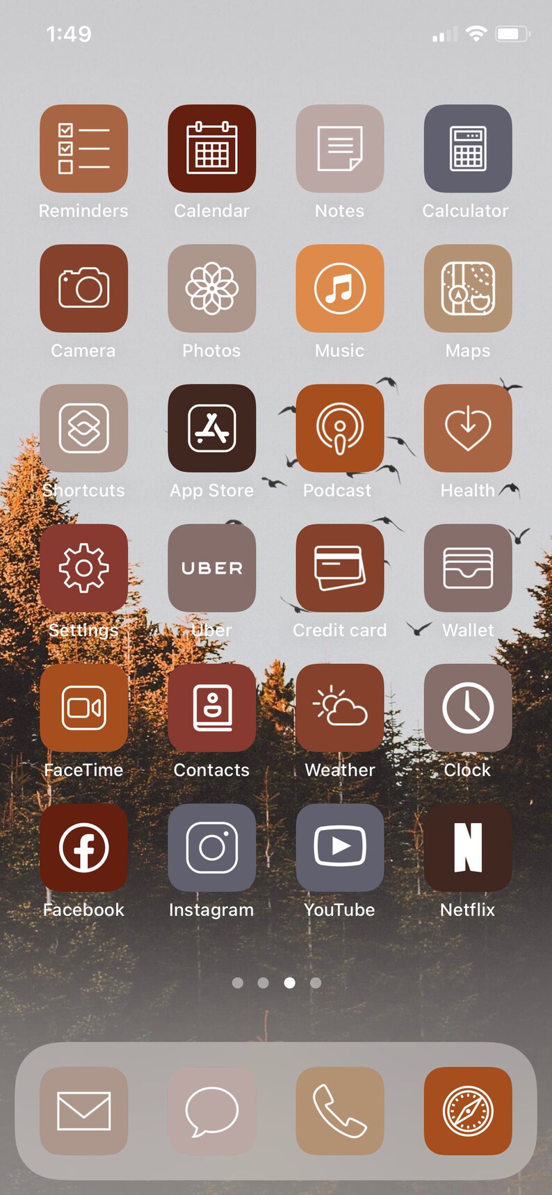 Fall 48 App Pack Aesthetic Iphone Ios14 App Icons Etsy