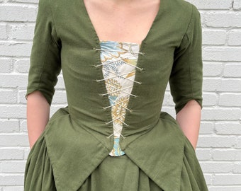 18th Century Cotton Flannel Bodice with Peplum