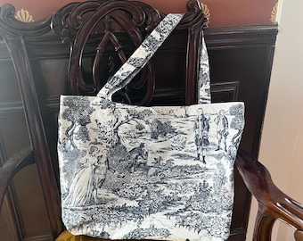 French Provincial Toile Print Tote Bag