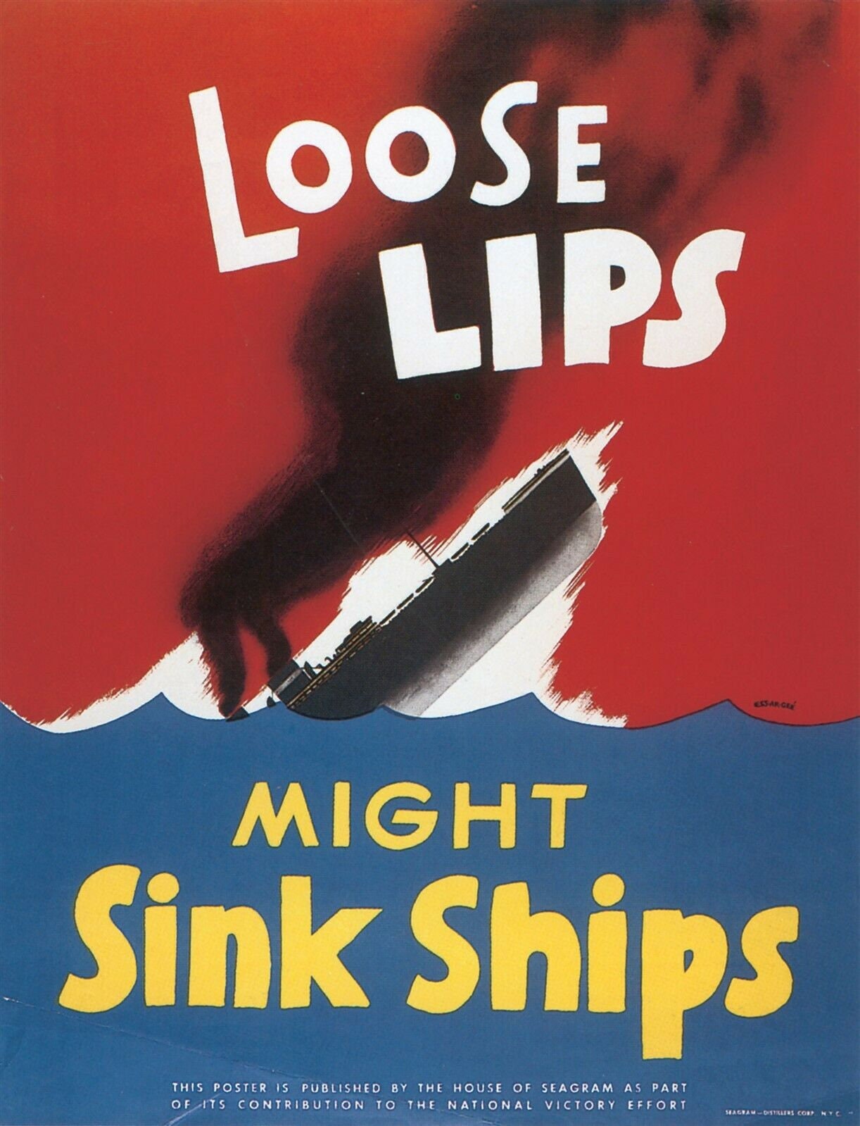 Loose Lips Might Sink Ships War Propaganda Military Art Poster Etsy