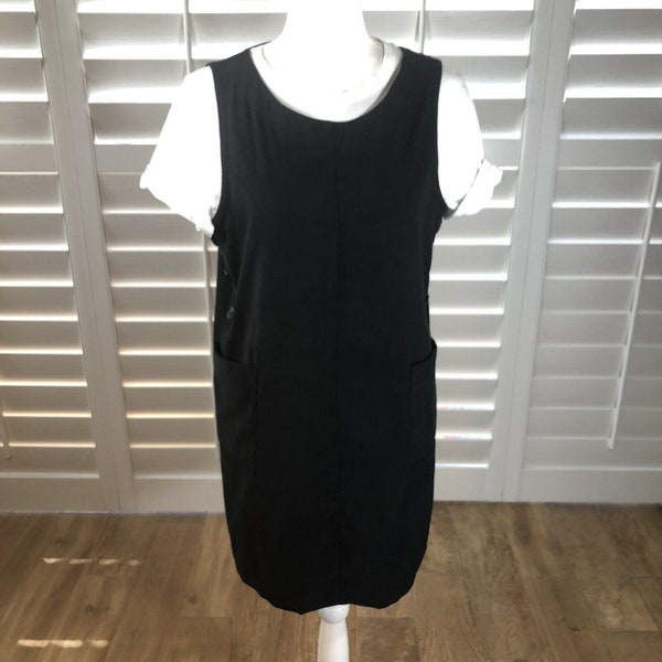 Vtg 90s Casual Corner Annex Petite 8 Black Mini Jumper Dress Overall Lagen Look