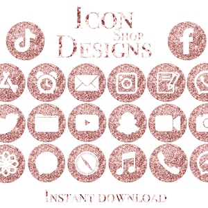 Rose gold glitter ios14 icons - website icons - iPhone icons - clipart - ios14 icons - app icons - rose gold - glitter - pink - transparent