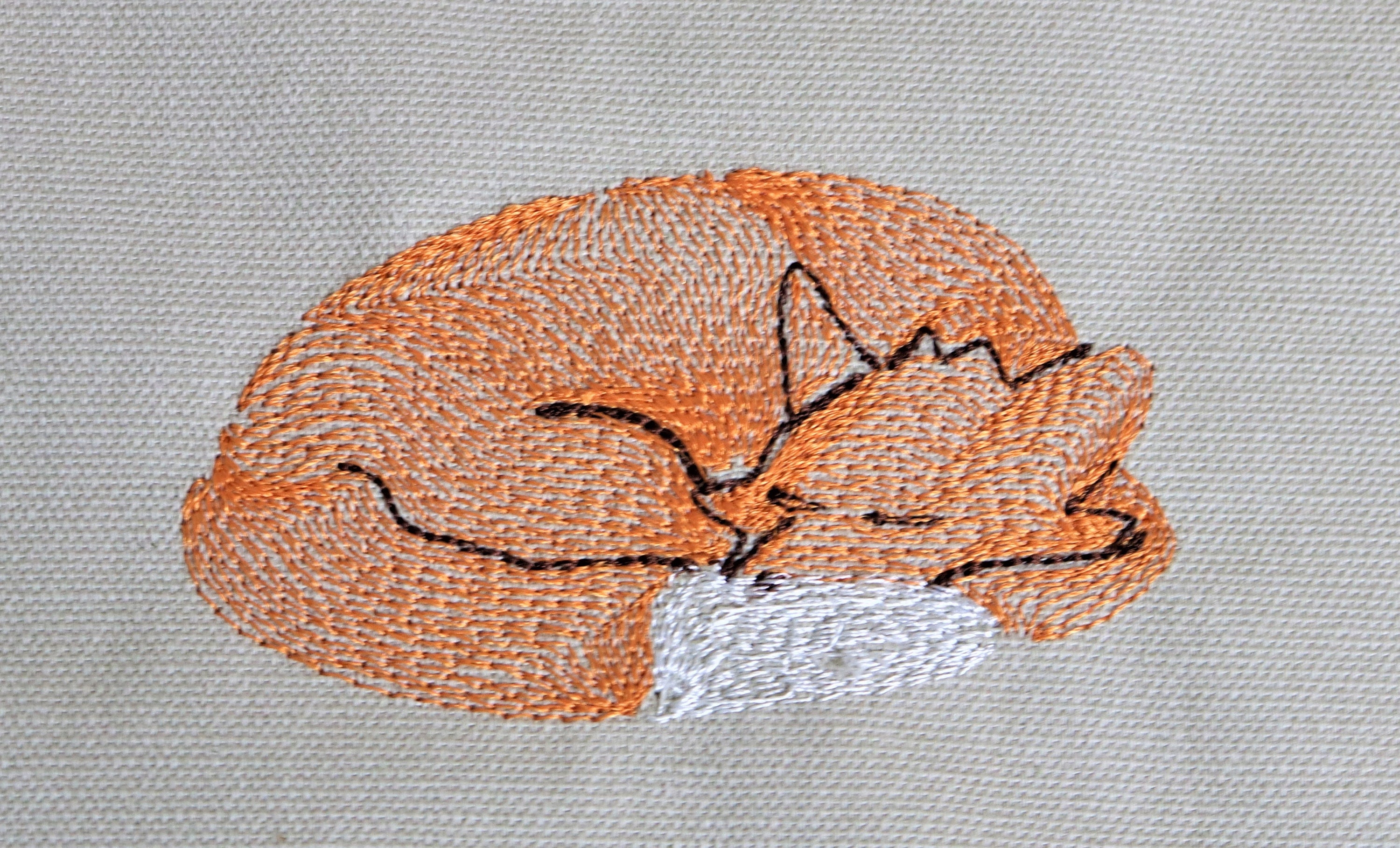 Cute contour stitch Fox Sleeping digital download embroidery Etsy