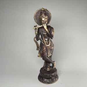 Lord Krishna 10 inchi, Hare krishna, God Krishna Sculpture, Mahabharata Story, Spiritual Statue,Indonesia Art