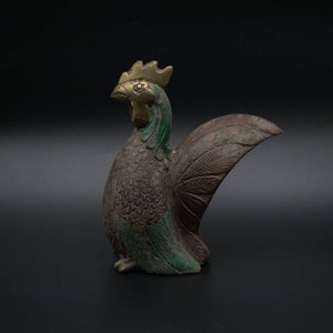Bronzen sculptuur haan, geschenken, dier, sculptuur vogel