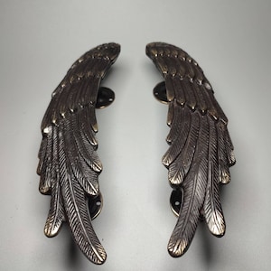 11.4" inches Set 2 pcs Eagle wings Detail Entry Door Handle Hardware Cabinet Solid Brass Door Handle,