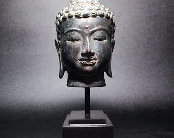 10.2" Buddha Head with Stand, Buddha Bronze, Buddha Figurine, Buddha brass, Buddha sculpture, Buddha gift, Birthday Gift, Room Decor