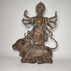 Standing Lord Mahakali on Nandi 52cm /20.4 inch, Hindu God , Shiva Statue, Goddess Kali Statue, Parvati, Durga , Hindu goddess statue