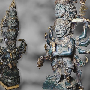 Big size Bronze  Mahabharata story of Lord  Rahwana 48 cm/18.9inch, Hindu God ,Kali Statue, Goddess Kali Statue, Durga, Hindu goddess statue