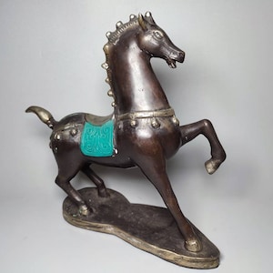 Horse of Knight 7.8&quot;, Bronze Horse Sculpture, Antique Horse Statue, Animal Figure, Animal Lover, Home Decor, Collectable Gift, Rare Item