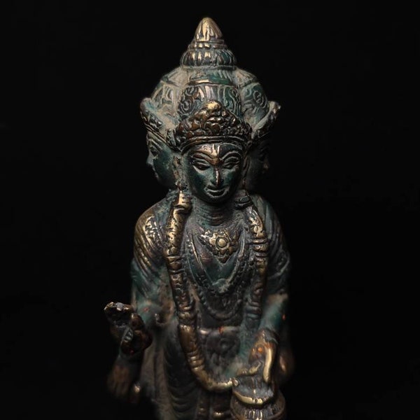 Bronze debout Seigneur Brahma 21 cm /8,3 pouces, Dieu hindou, Statue de Kali, Statue de la déesse Kali, Parvati, Durga, statue de la déesse hindoue