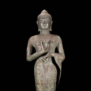 45.6&quot; Big Size Standing Buddha Green Brass, buddha sculpture ,spiritual gift ,bronze buddha statue, Christmas Gift