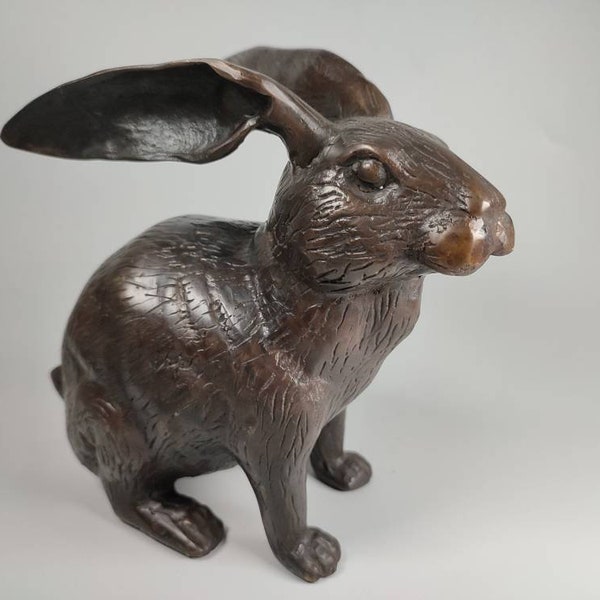 Lapin Noir Bronze, Cadeaux, Animal, Sclupture Lapin, Noir & Laiton