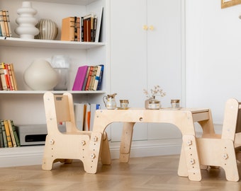 Montessori Growing Table DORI – Adjustable Wooden Kids Table, Toddler to Child