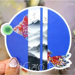 Holographic Sticker-Lost Goldfish-Large Sticker-Art sticker-Goldfish Sticker-Glitter Sticker-Laptop Sticker-Bumper Sticker-Hand Drawn