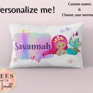 Personalized Custom Mermaid Pillow for Girls, Daughter, Granddaughter, Christmas Gift
