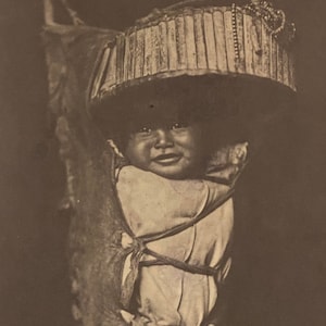 Vintage 1900/72 Edward Curtis AN APACHE BABE Large Portfolio Sepia Photographic Art Print