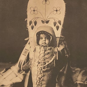 Vintage 1900/72 Edward Curtis NEZ PERCÉ BABE Large Portfolio Sepia Photographic Art Print Active