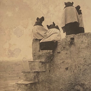 Vintage 1900/72 Edward Curtis WATCHING THE DANCERS Large Portfolio Sepia Photographic Art Print Active Active Active Active