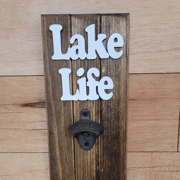 Lake Life - wall mount bottle opener with magnetic cap catch
