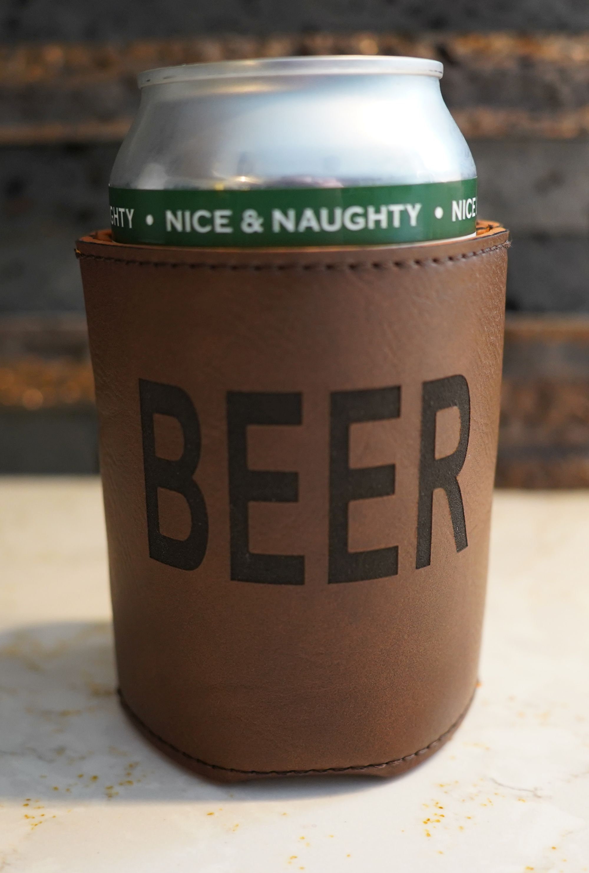 Beer-not Beer Leather Can Koozie Can Cooler -  Israel