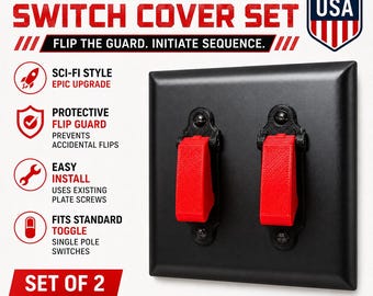 Missile Switch Cover Set of 2 | Nerdy Sci-Fi Protector | Standard Switches