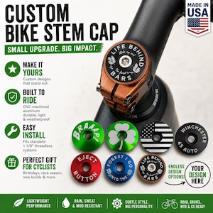 Custom Bike Stem Cap, Personalized Headset Cover for Cyclists